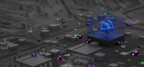 In this artist's imaging, a quantum dot delivers deterministic single photons to a silicon integrated photonic circuit.