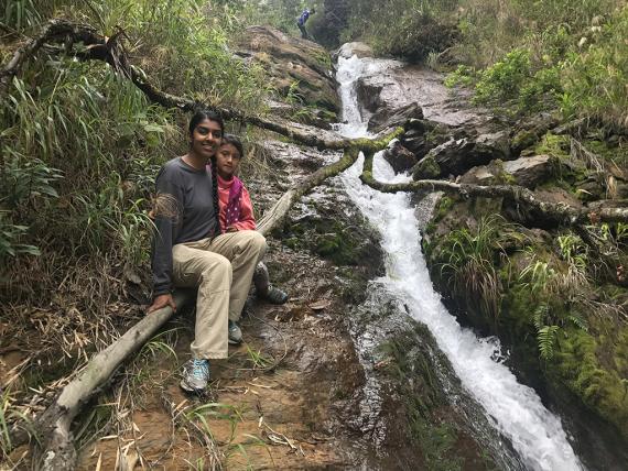 Ashna Deo with boy in Peru