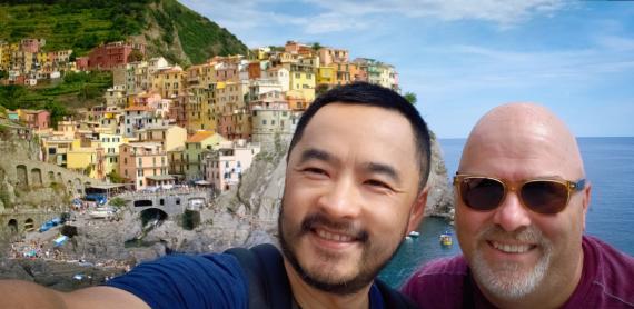 Xiaosong Li and his husband Joe in Cinque Terre, Italy