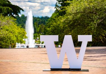 W on Red Square with Drumheller Fountain in distance