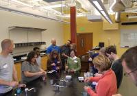 UWHS Chemistry 110 teachers participate in a low-cost and non-toxic activity that they can easily use to expose their students to polymer science.