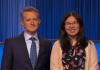 Jeopardy host Ken Jennings poses with Chemistry staff person Hakme Lee